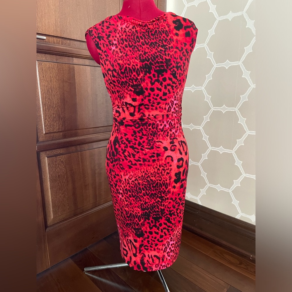Red leopard dress